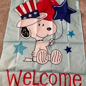 Peanuts Patriotic Snoopy Welcome Flag 28”x40” NIP APPLIQUE